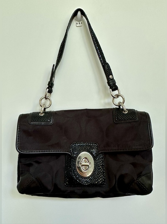 Coach Handbags - Coach Black Shoulder Bag with Silver Turn-Lock